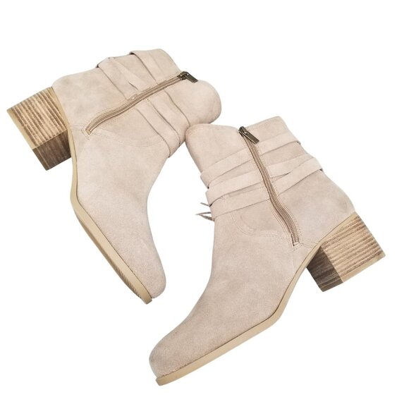 UGG Shoes Womens Size 12 Koolaburra Tan Suede Side Zip Tassel Ankle Booties - Picture 7 of 12